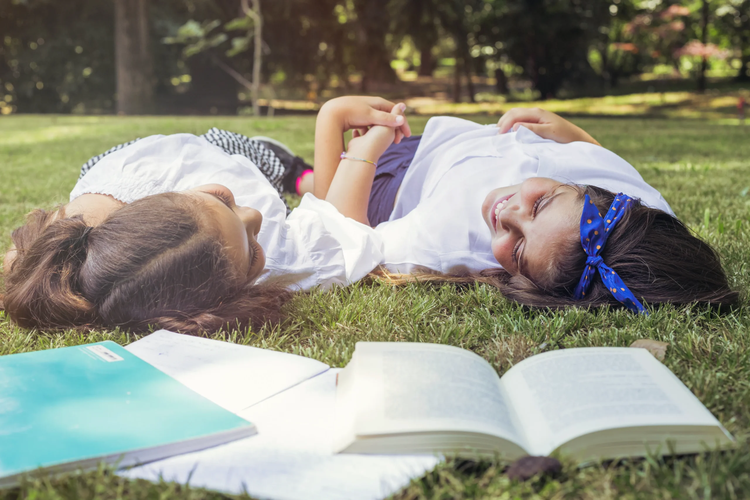 Children playing together in grass